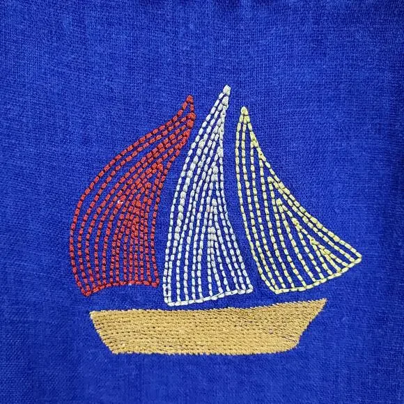 Sag Harbor Women's Blue Linen Blend Embroidered Maxi Dress Size 18W - Picture 7 of 14